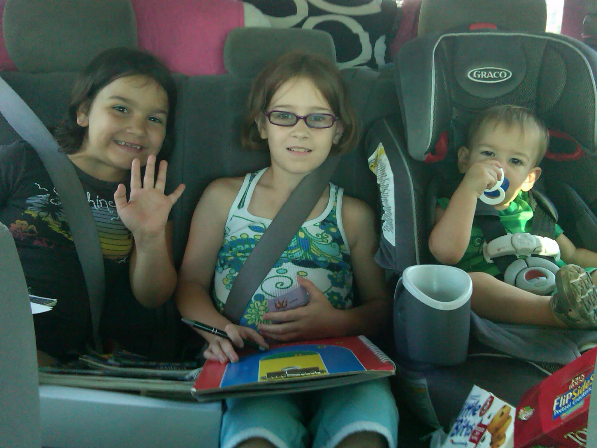 Kids in the Car as we leave Utica