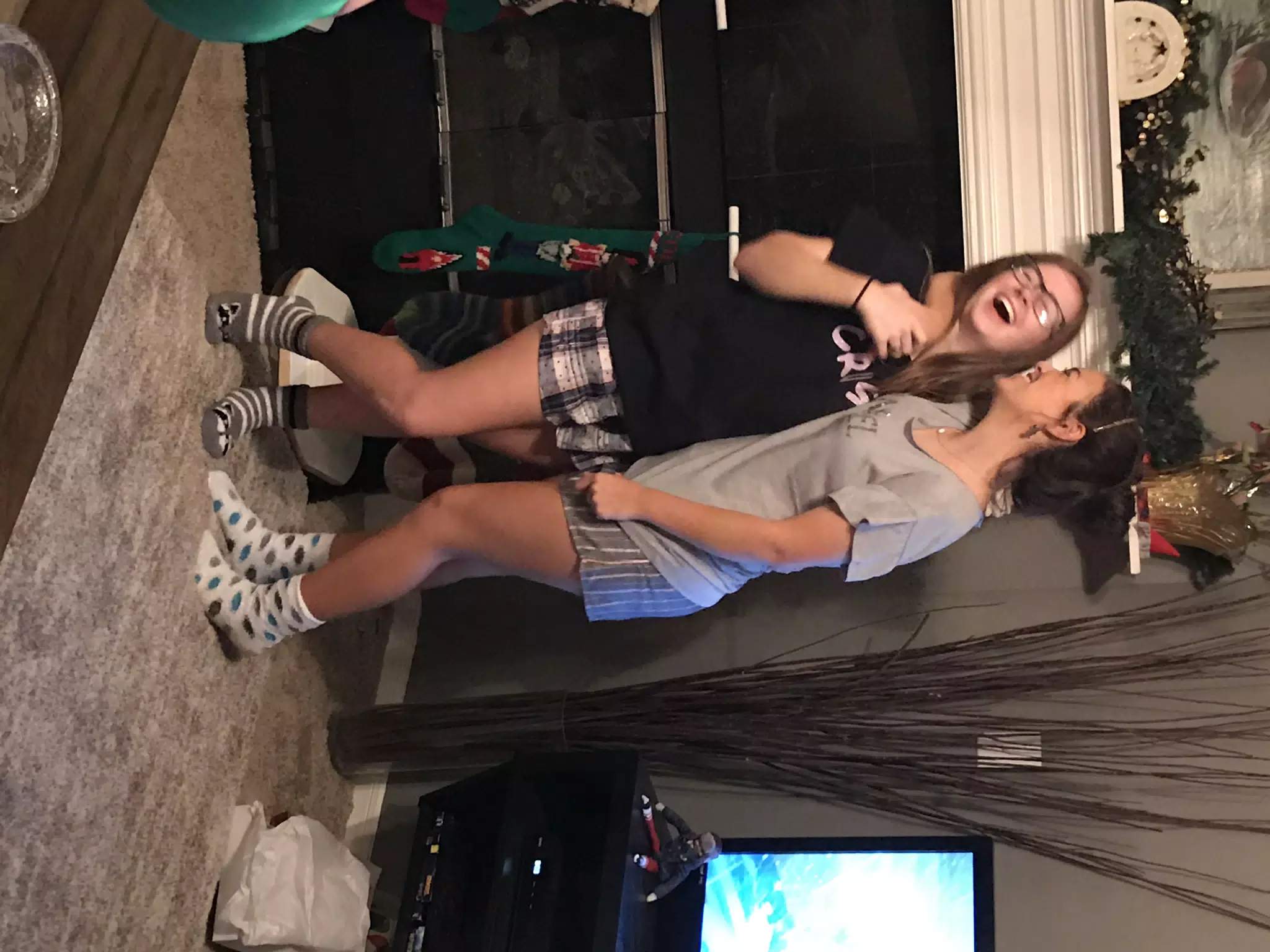 Madeline & Emily in Christmas Pajamas