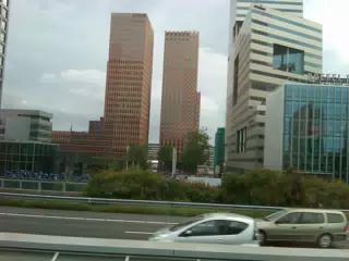 Buildings in Amsterdam from Train