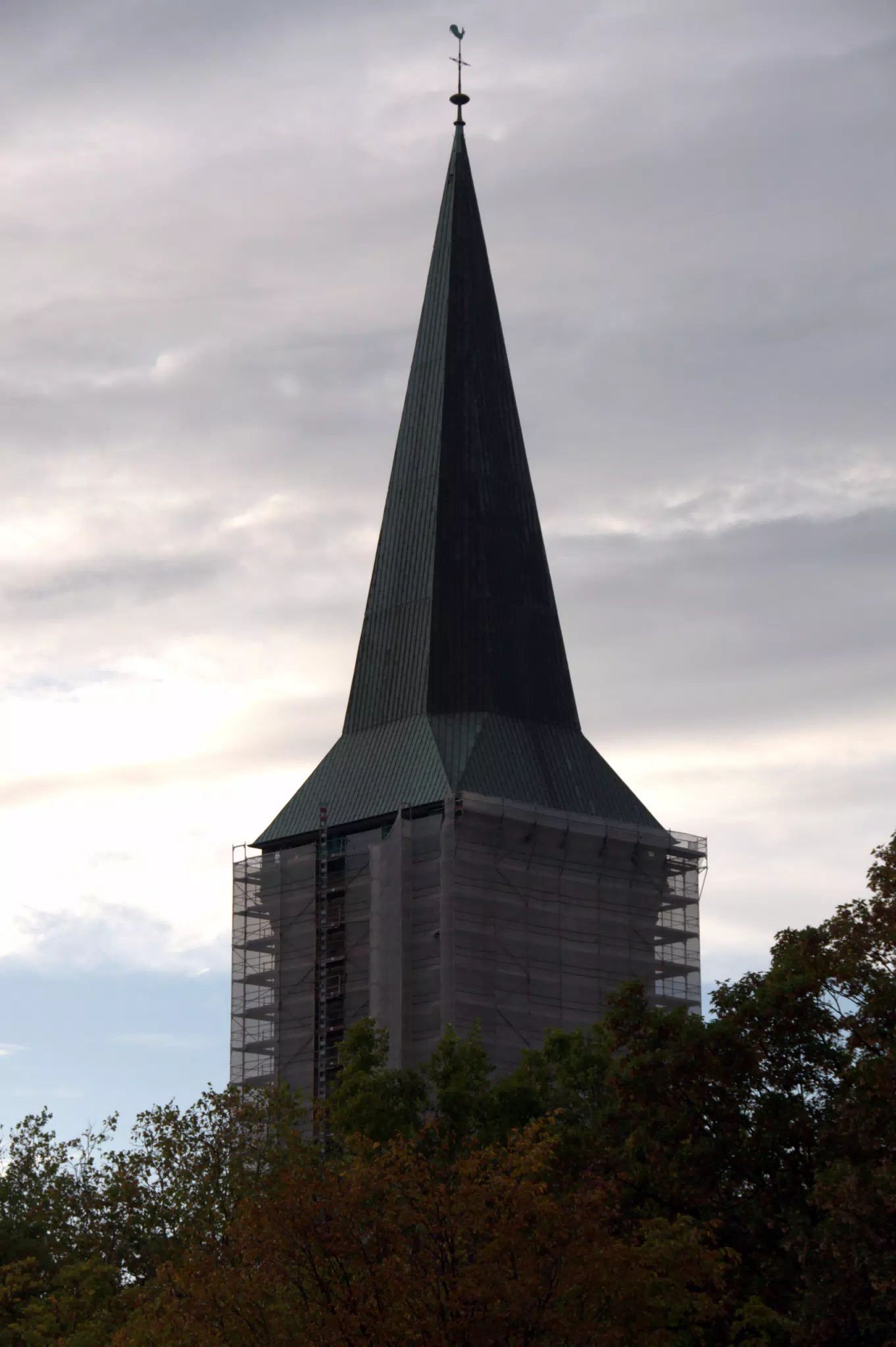 Steeple Under Repair from East