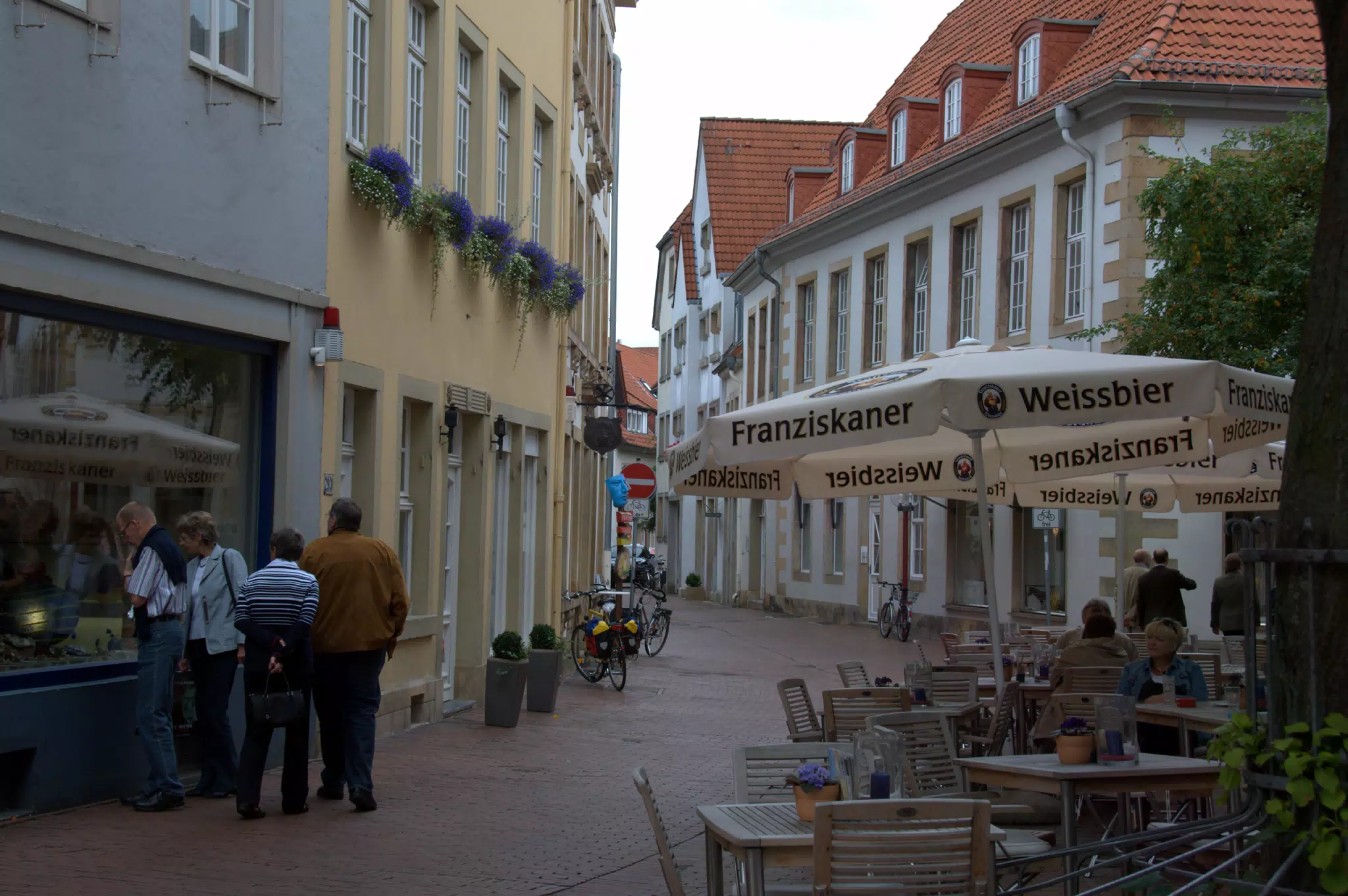 People Window Shopping in Osnabruck Old Town