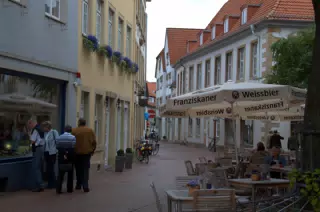 People Window Shopping in Osnabruck Old Town