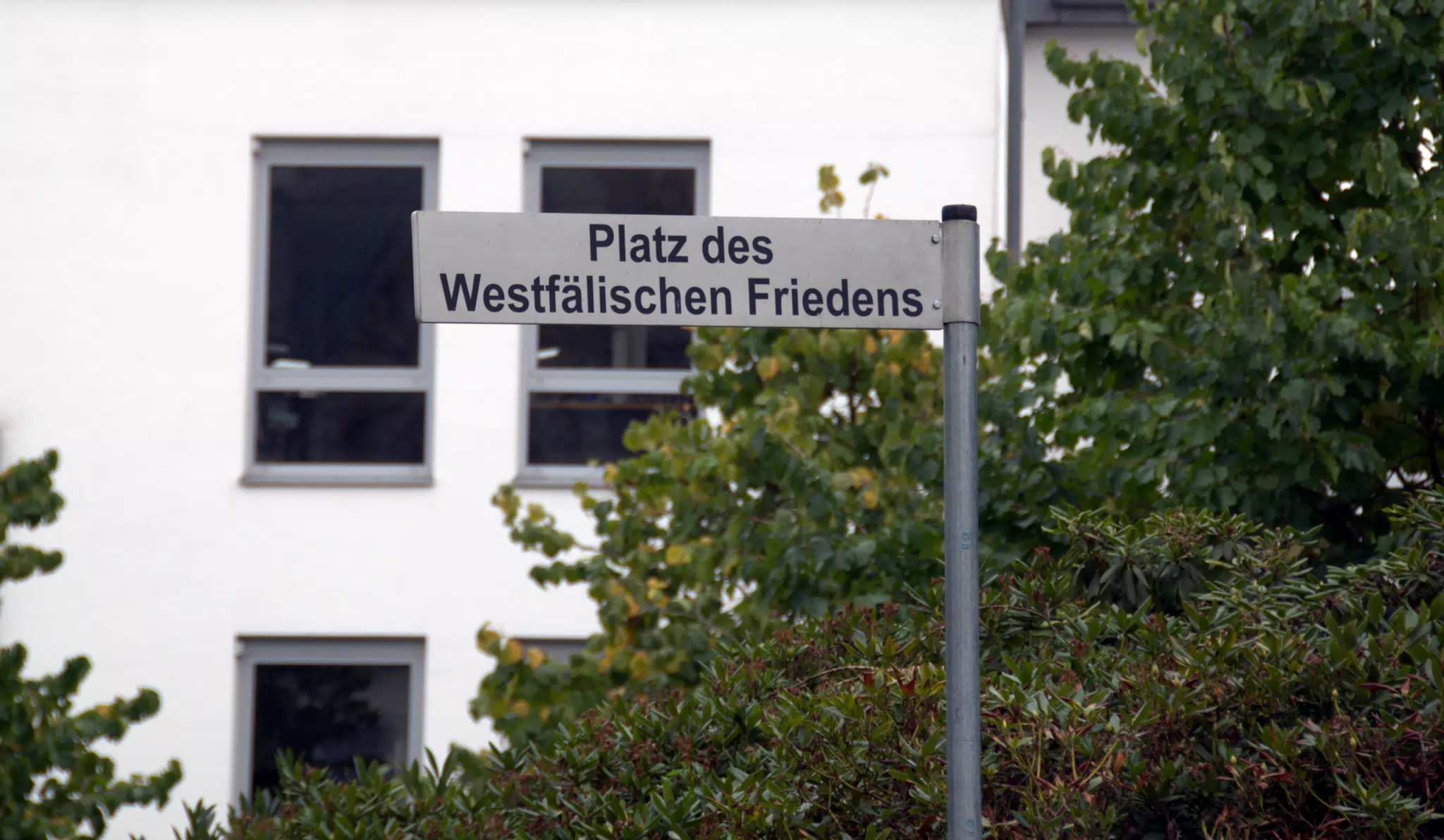 Plaza of the Peace of Westphalia Sign