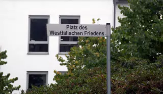 Plaza of the Peace of Westphalia Sign