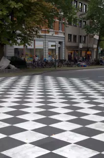 Checkered Street Design Near Osnabruck Theater