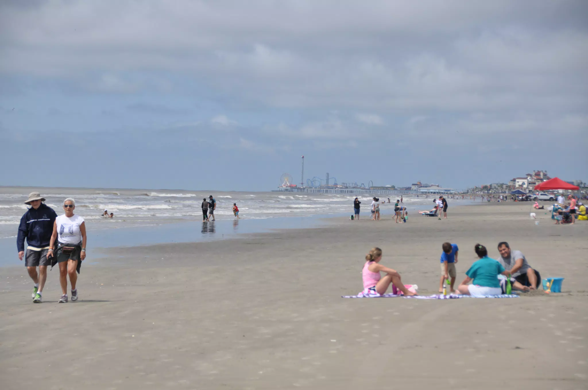 People on Galveston Beach