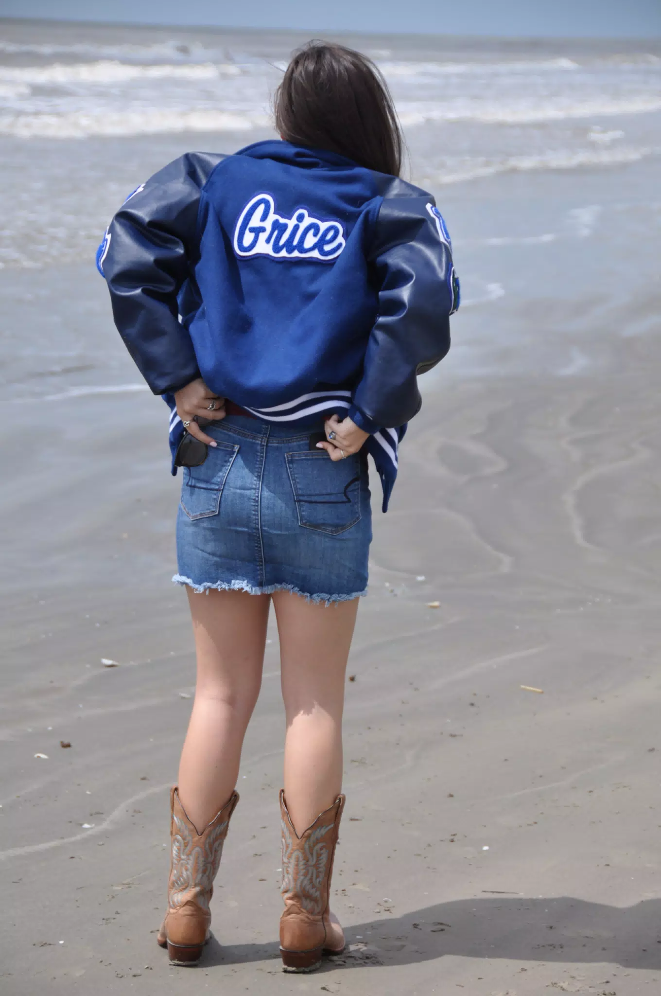 Emily Adjusting Skirt on Beach