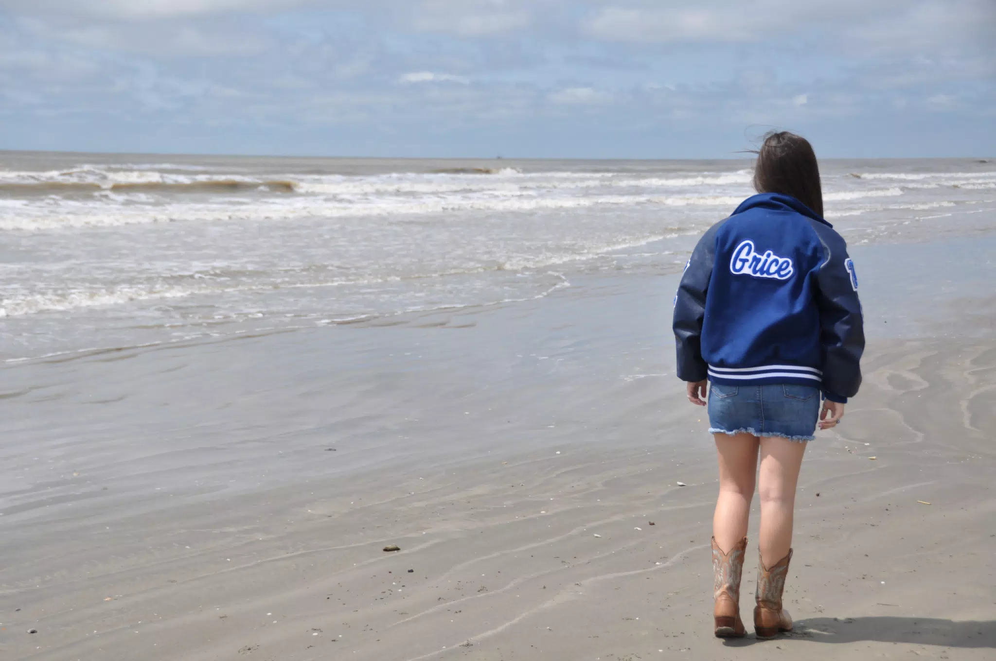 Girl Walking on Galveston Beach