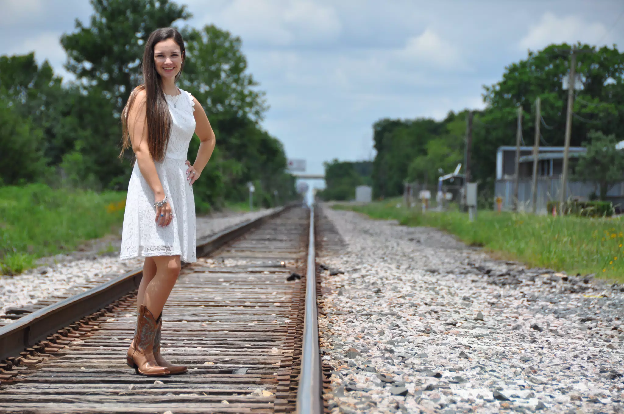 Girl on Railroad Tracks