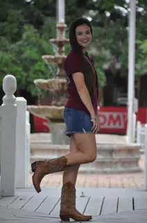 Modeling in Denim Skirt, Houston, Texas