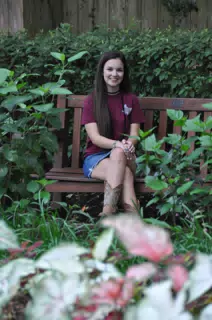 Emily in Skirt on Park Bench in League City, Texas