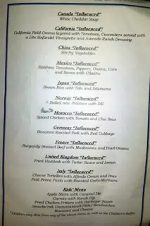 Grand Gathering International Dinner Menu