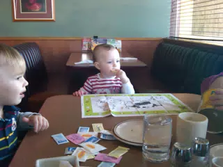 Liesl Having Breakfast at Dennys