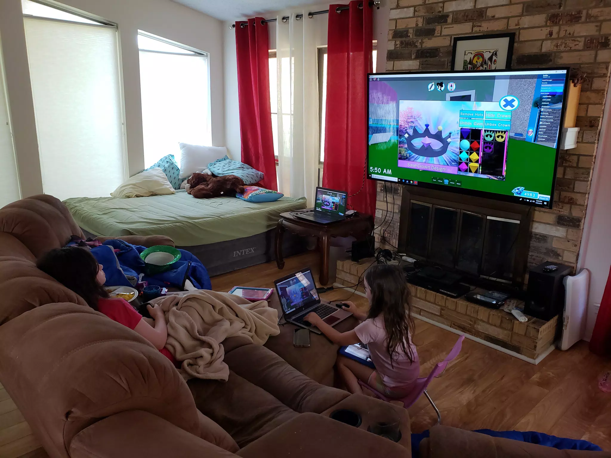 Playing Roblox in the Living Room