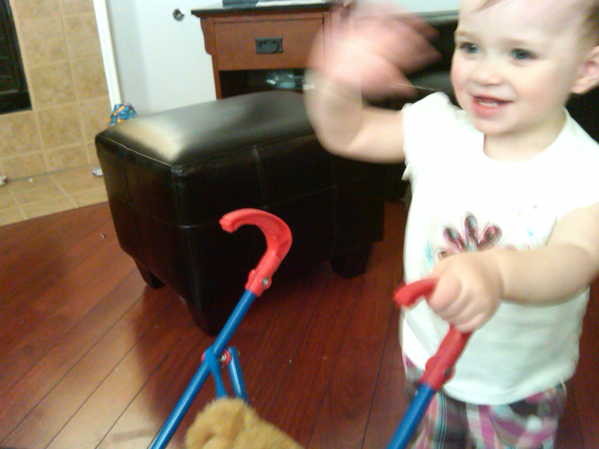 Liesl Pushing a Teddy in a Stroller