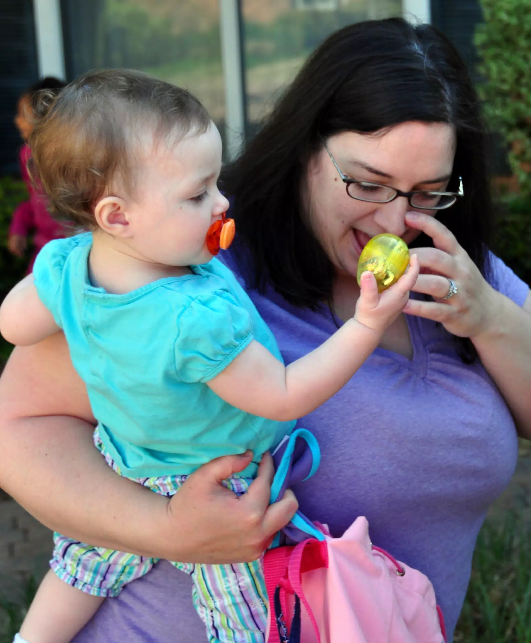 Liesl Shows Her Egg to Dominica