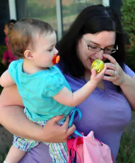 Liesl Shows Her Egg to Dominica