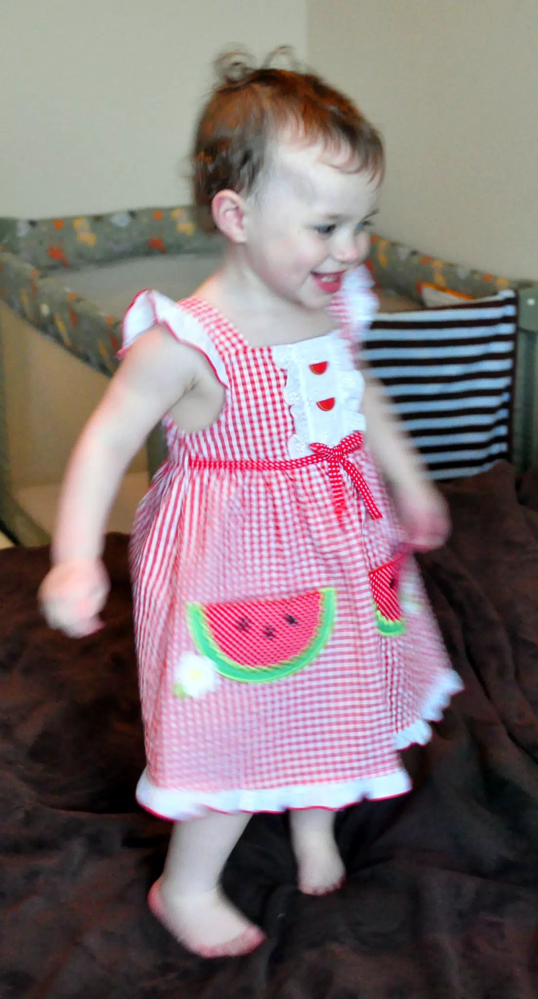 Liesl Dancing on Bed in Sundress