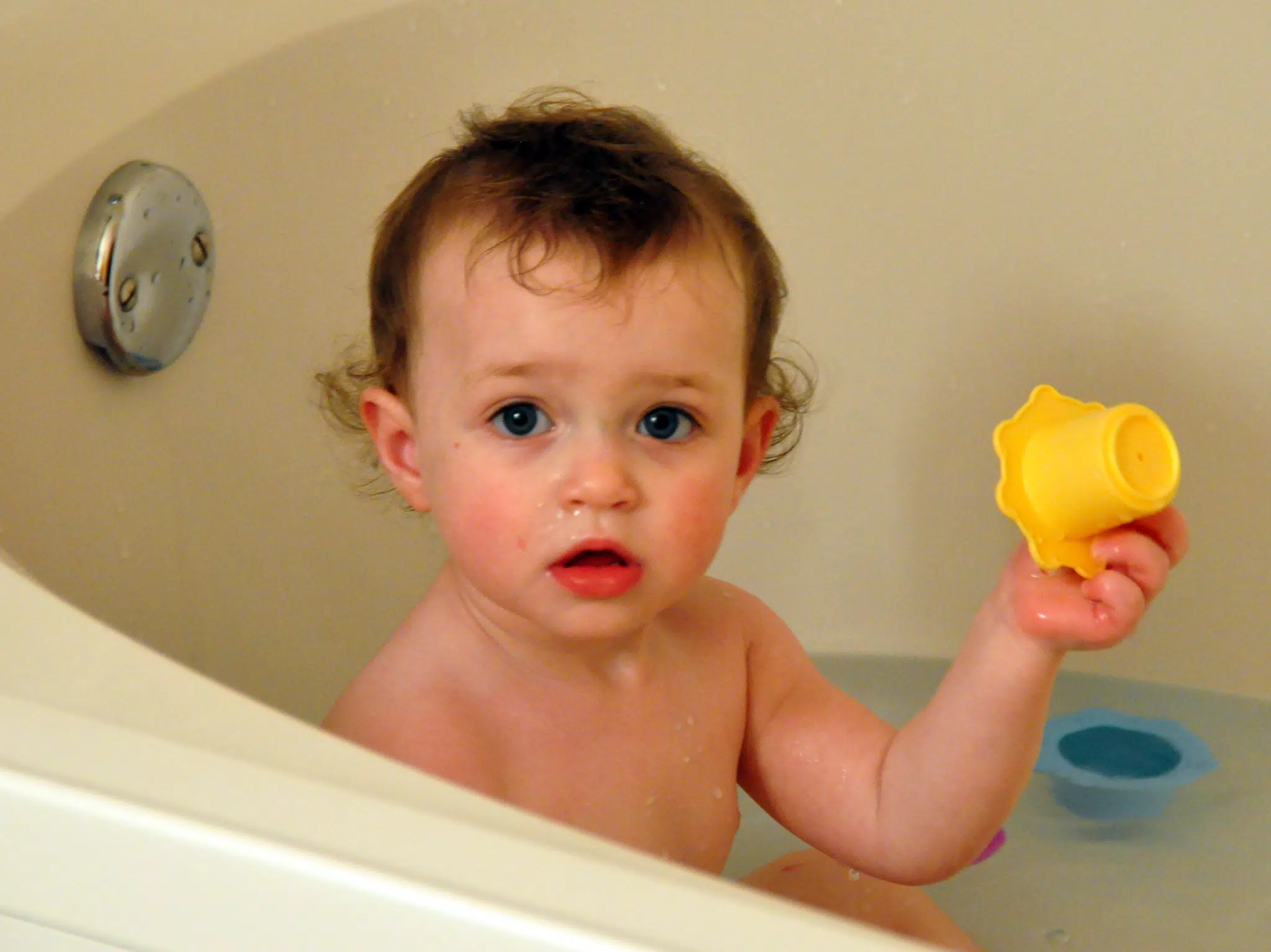 Liesl in Bath with Toys