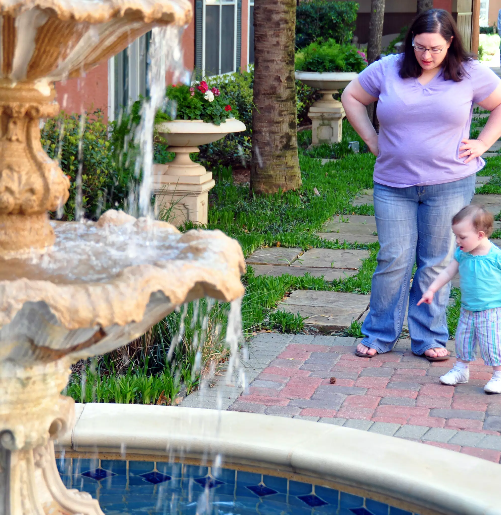 Liesl Found Something by the Fountain