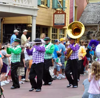 Brass Band in Dixieland Parade in Frontierland