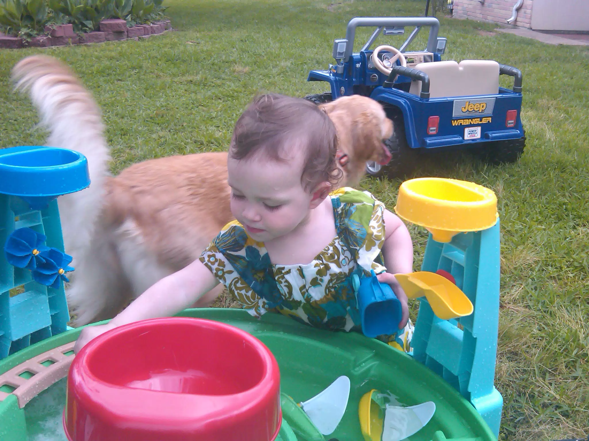 Liesl Playing with Water Table