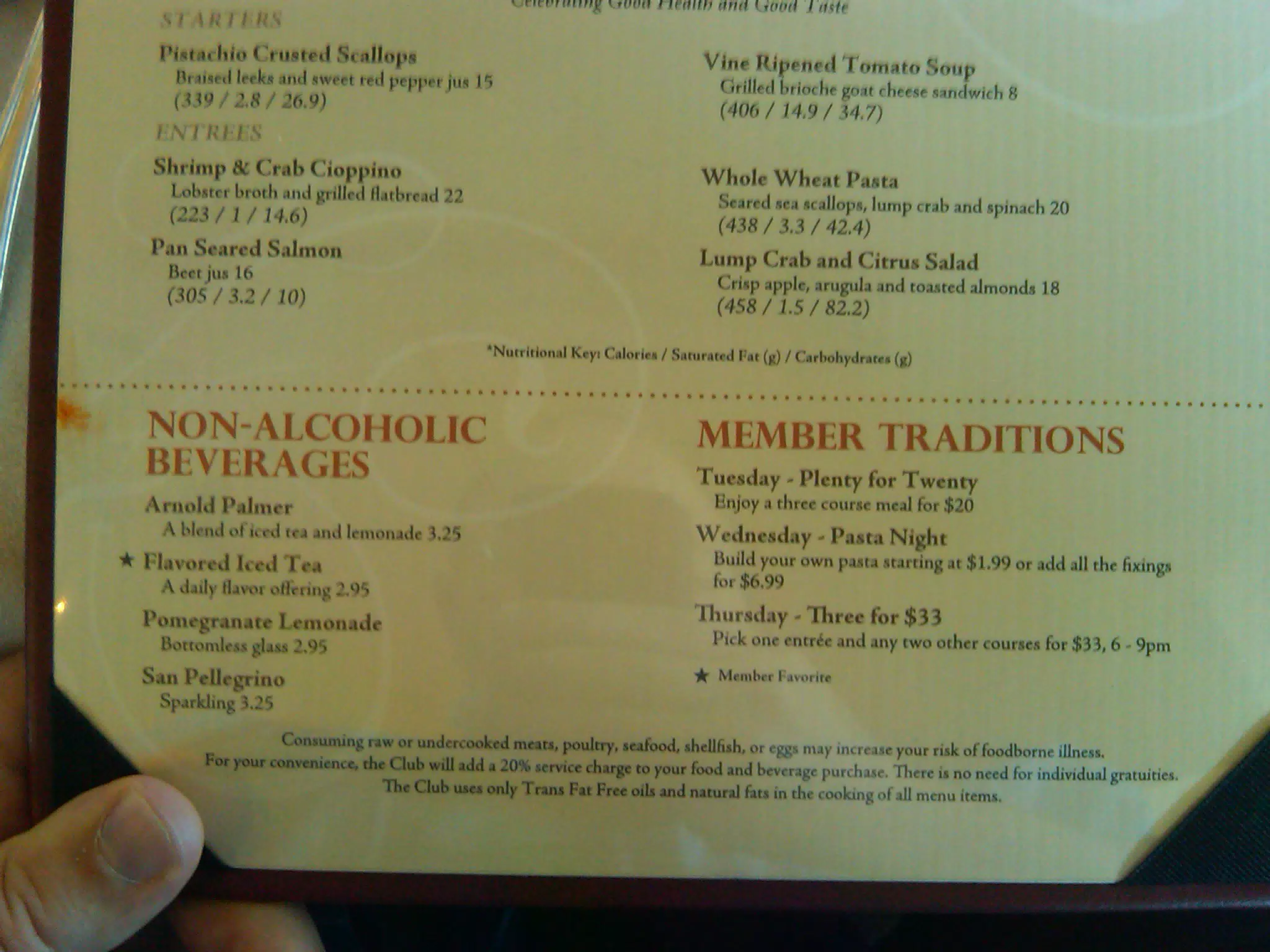 La Cima Lunch Bottom of Menu