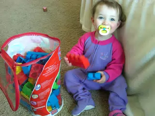 Liesl Playing with Blocks