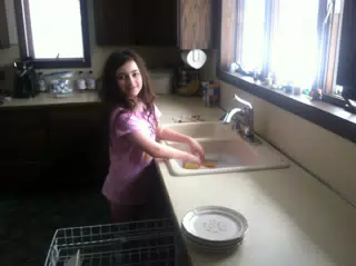 Liesl Doing Dishes at Grandpa's