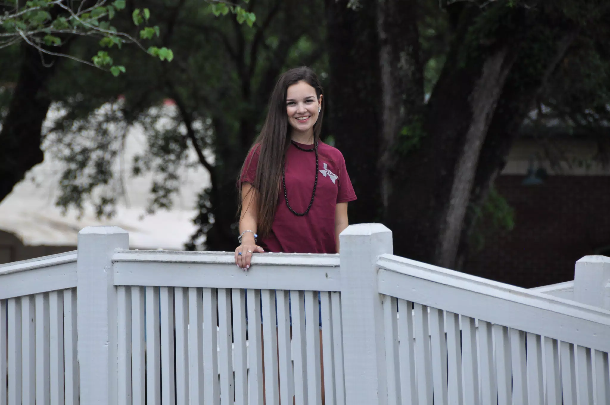 Brunette Teen Model Emily on White Bridge in Texas