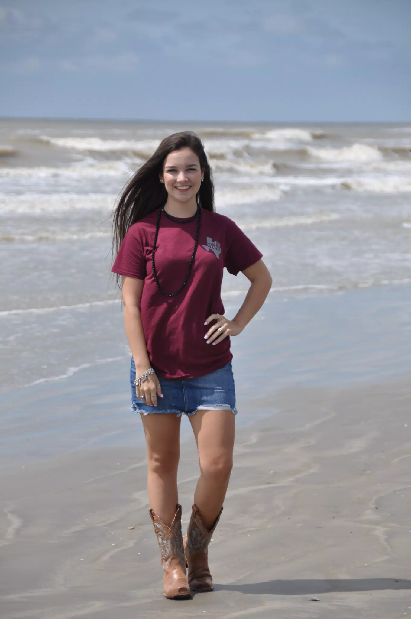 Emily Posing on Galveston Beach
