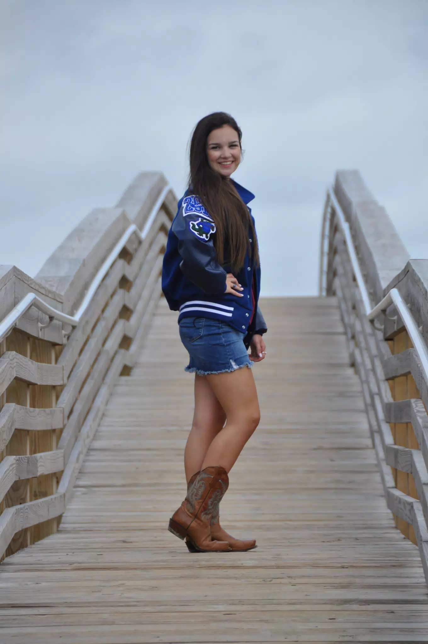 Emily Modeling on Galveston Boardwalk in Skirt and Boots
