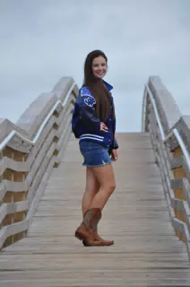 Emily Modeling on Galveston Boardwalk in Skirt and Boots