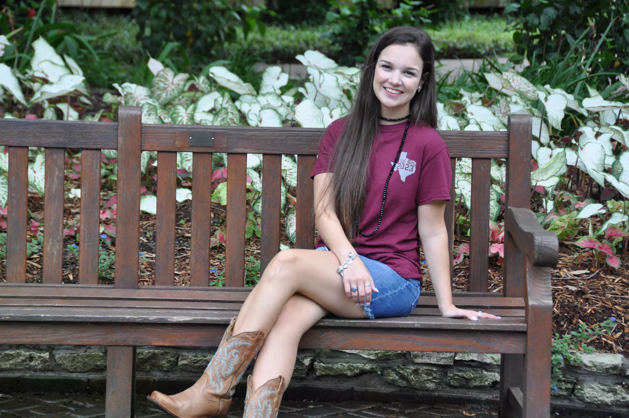 Emily Modeling in Cowboy Boots and Denim Skirt in Texas