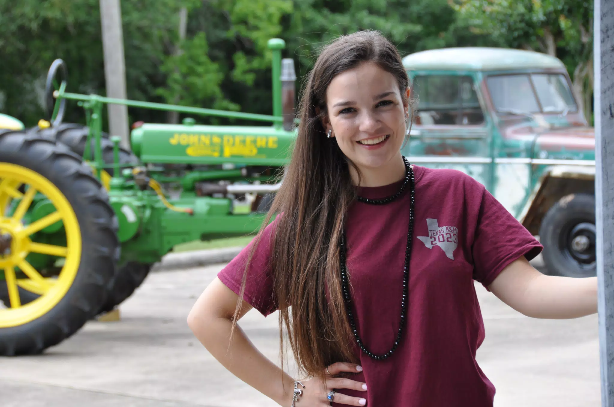 Emily with Antique John Deere