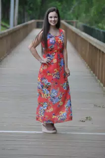 Emily in Red Dress on Texan Boardwalk