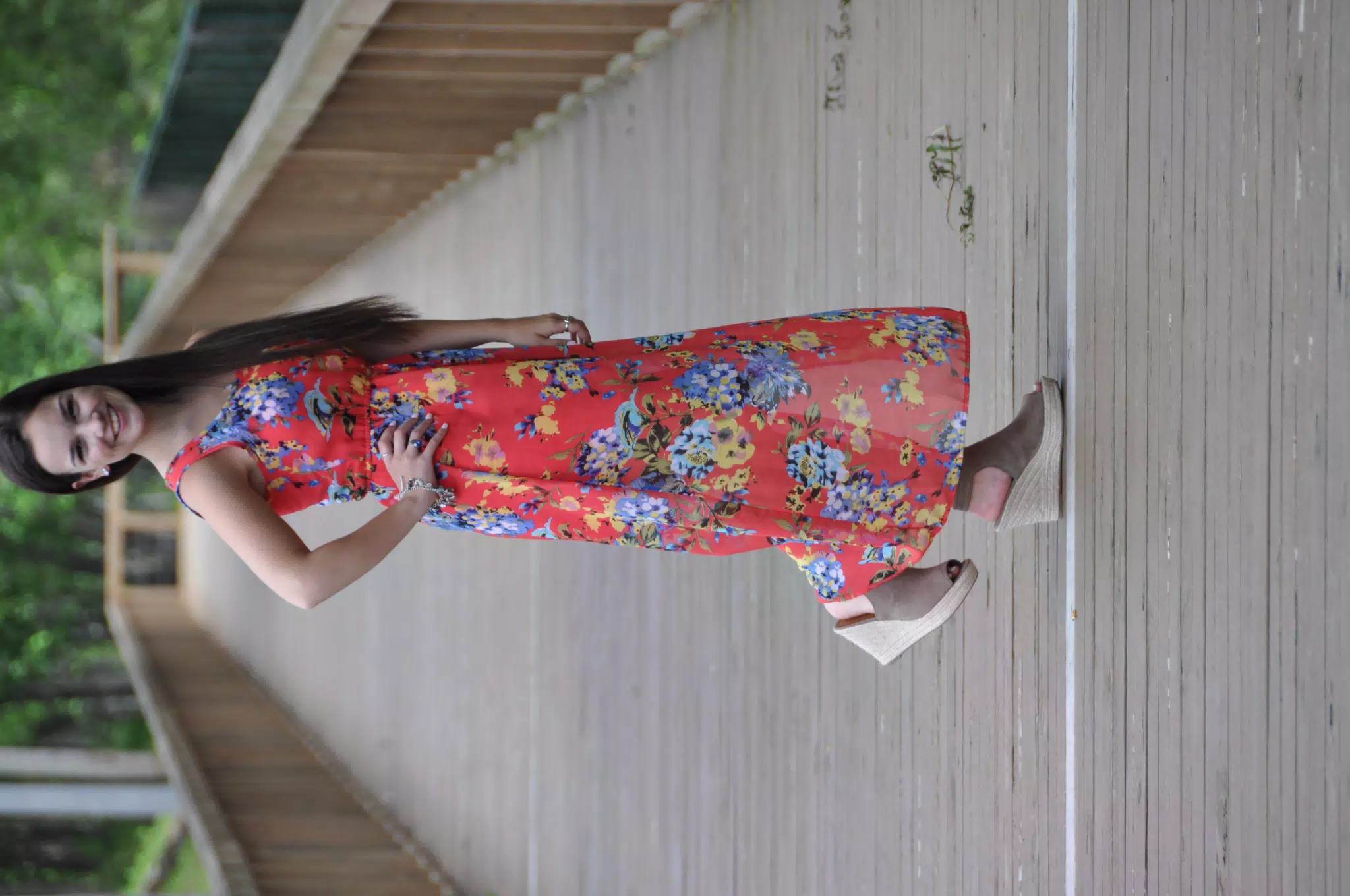 Teen Model in Wedge Heels on Boardwalk