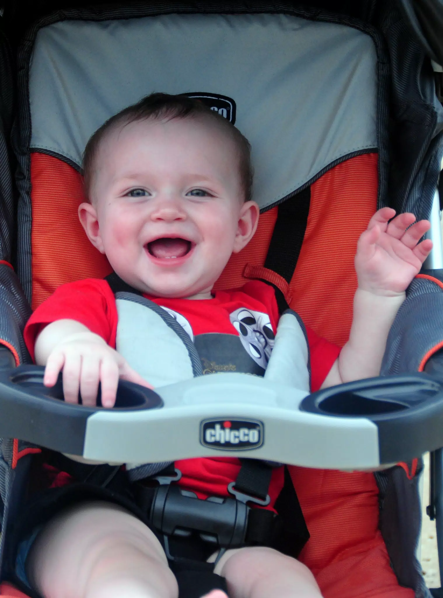 Liesl Laughing in Stroller