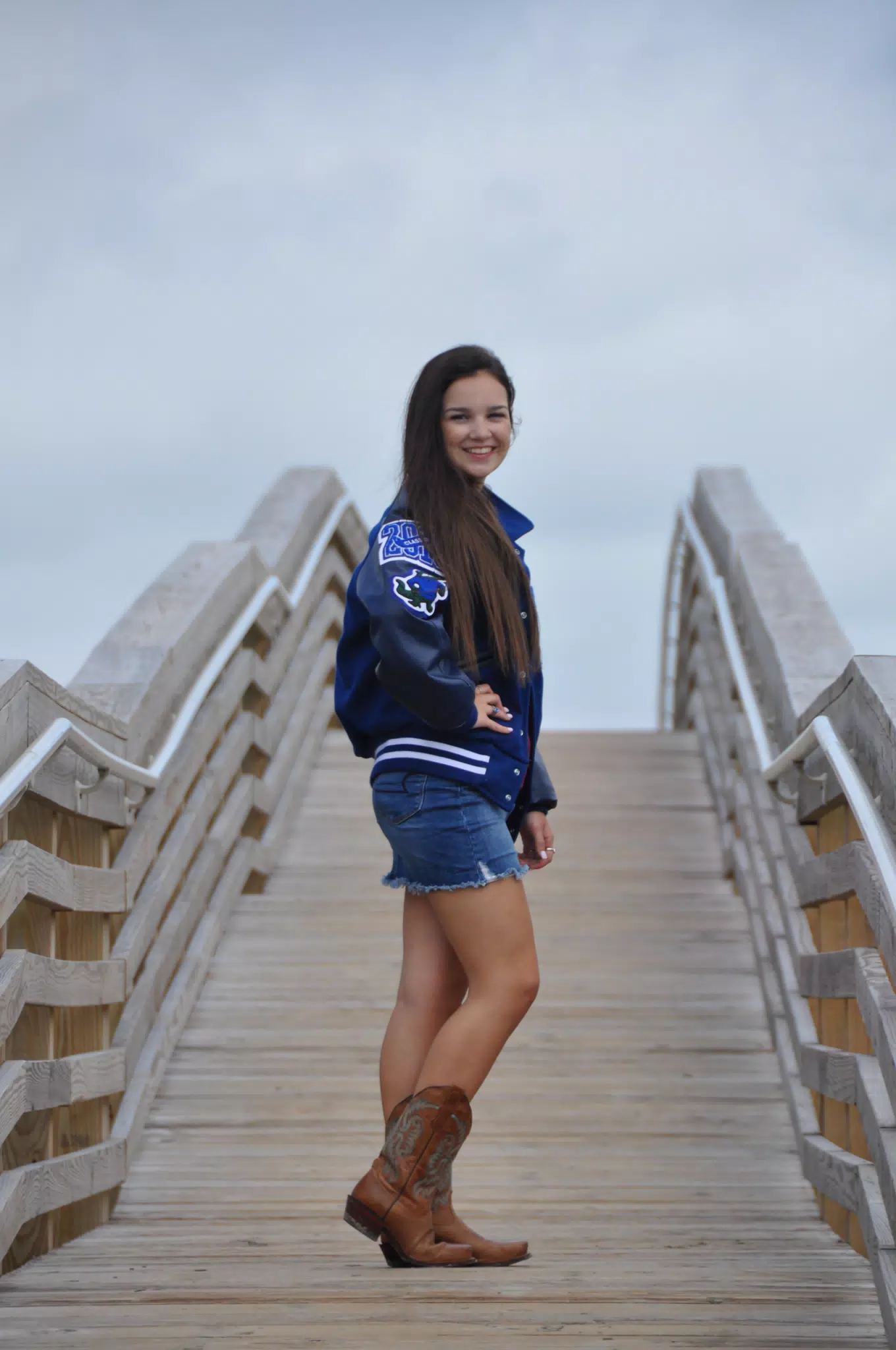 Teen Model in Denim Skirt on Galveston Boardwalk