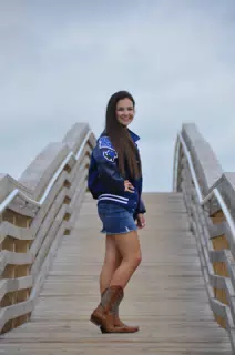 Teen Model in Denim Skirt on Galveston Boardwalk