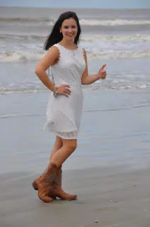 Teen Thumbs Up in White Dress