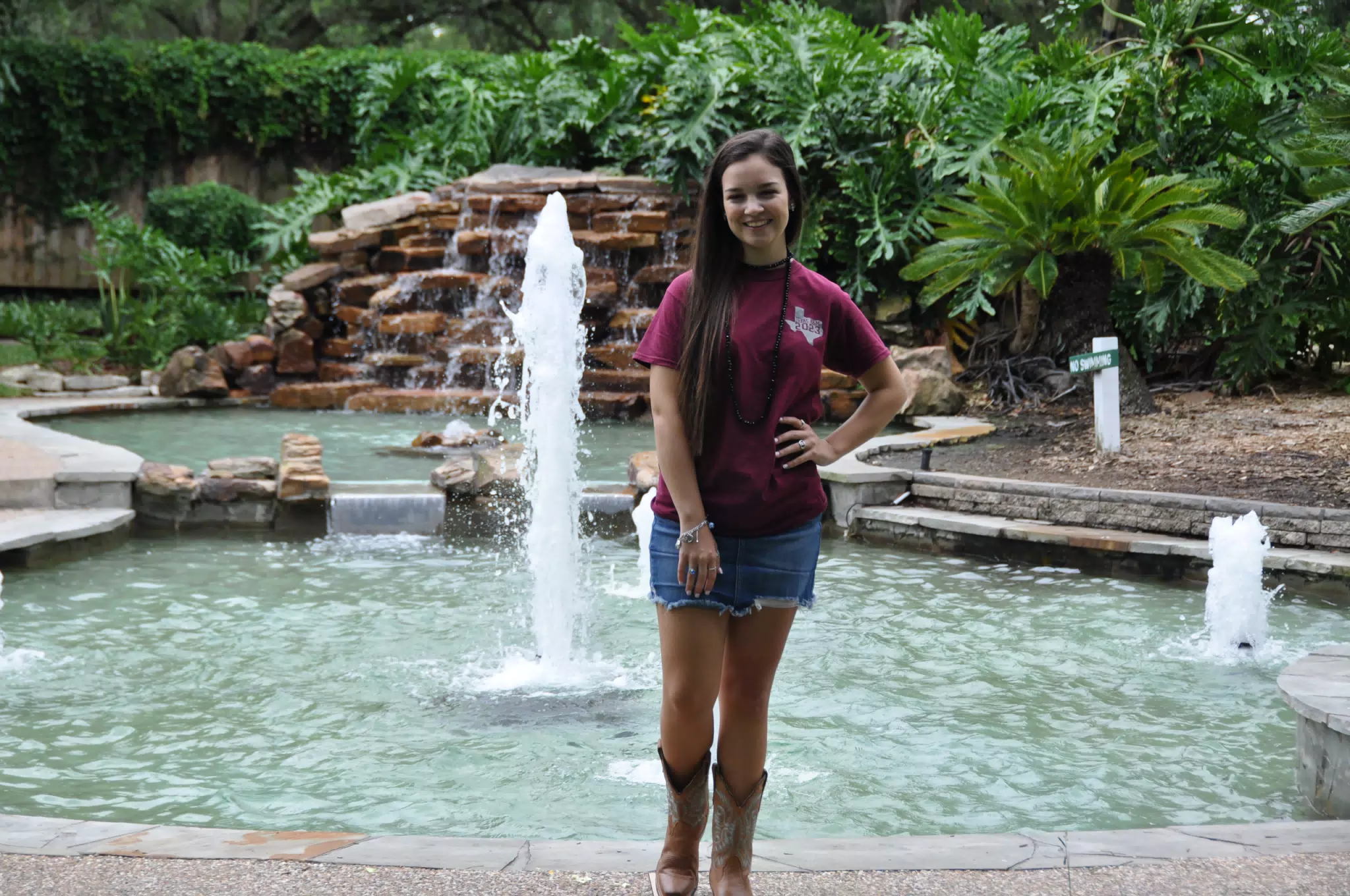 Girl in Skirt by Fountain