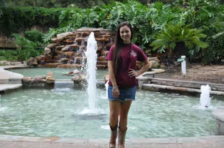 Girl in Skirt by Fountain