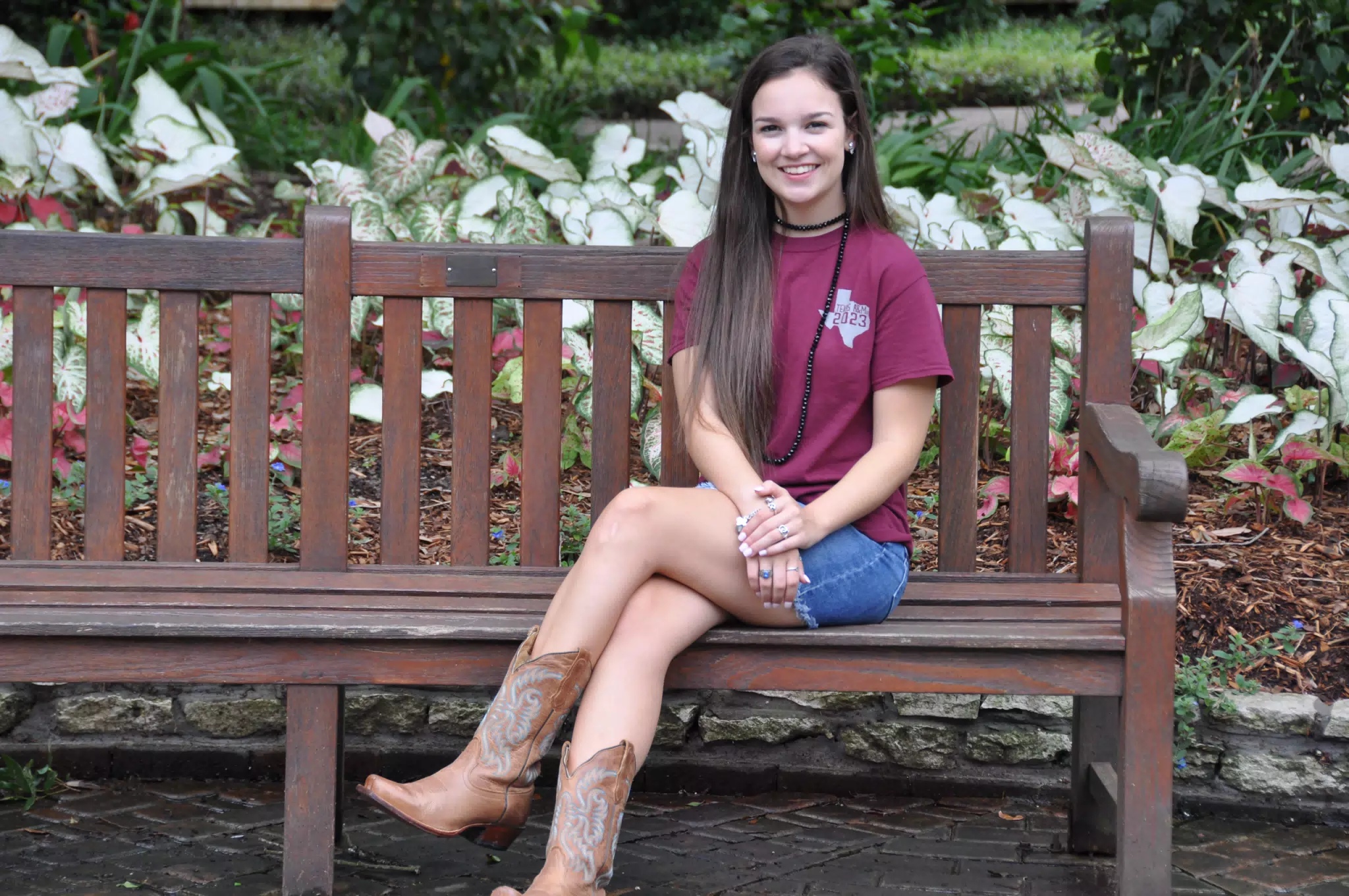 Emily Modeling on Park Bench