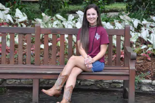 Emily Modeling on Park Bench