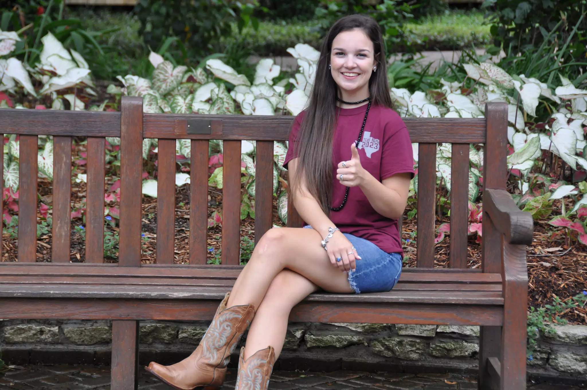 Girl Modeling on Park Bench