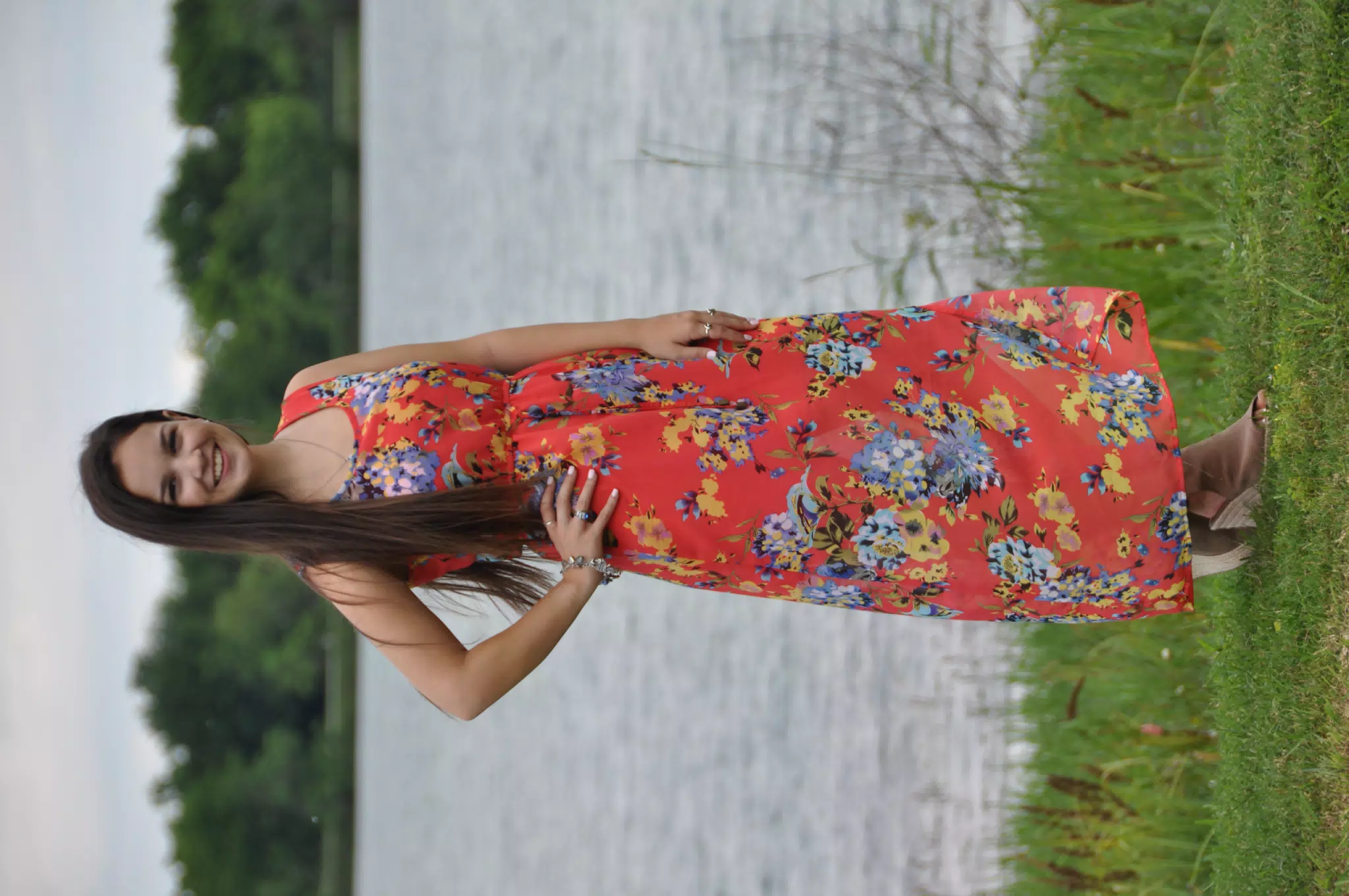 Emily in Red Floral Dress by Pond