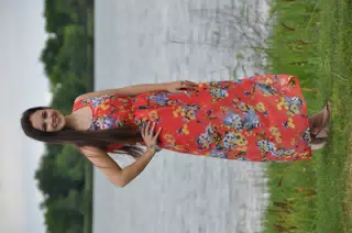 Emily in Red Floral Dress by Pond