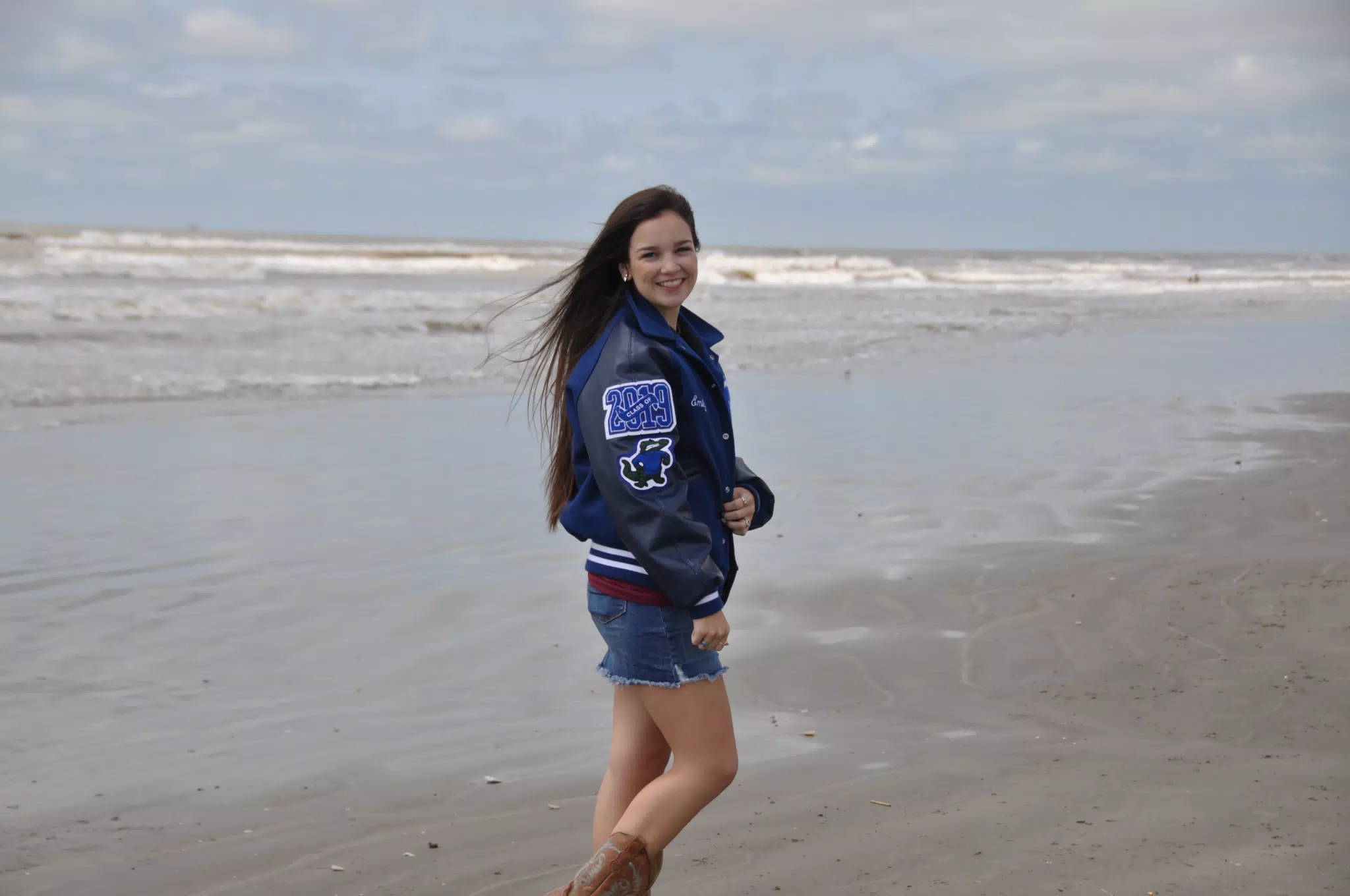 Emily at Model Photoshoot in Galveston Beach in Miniskirt