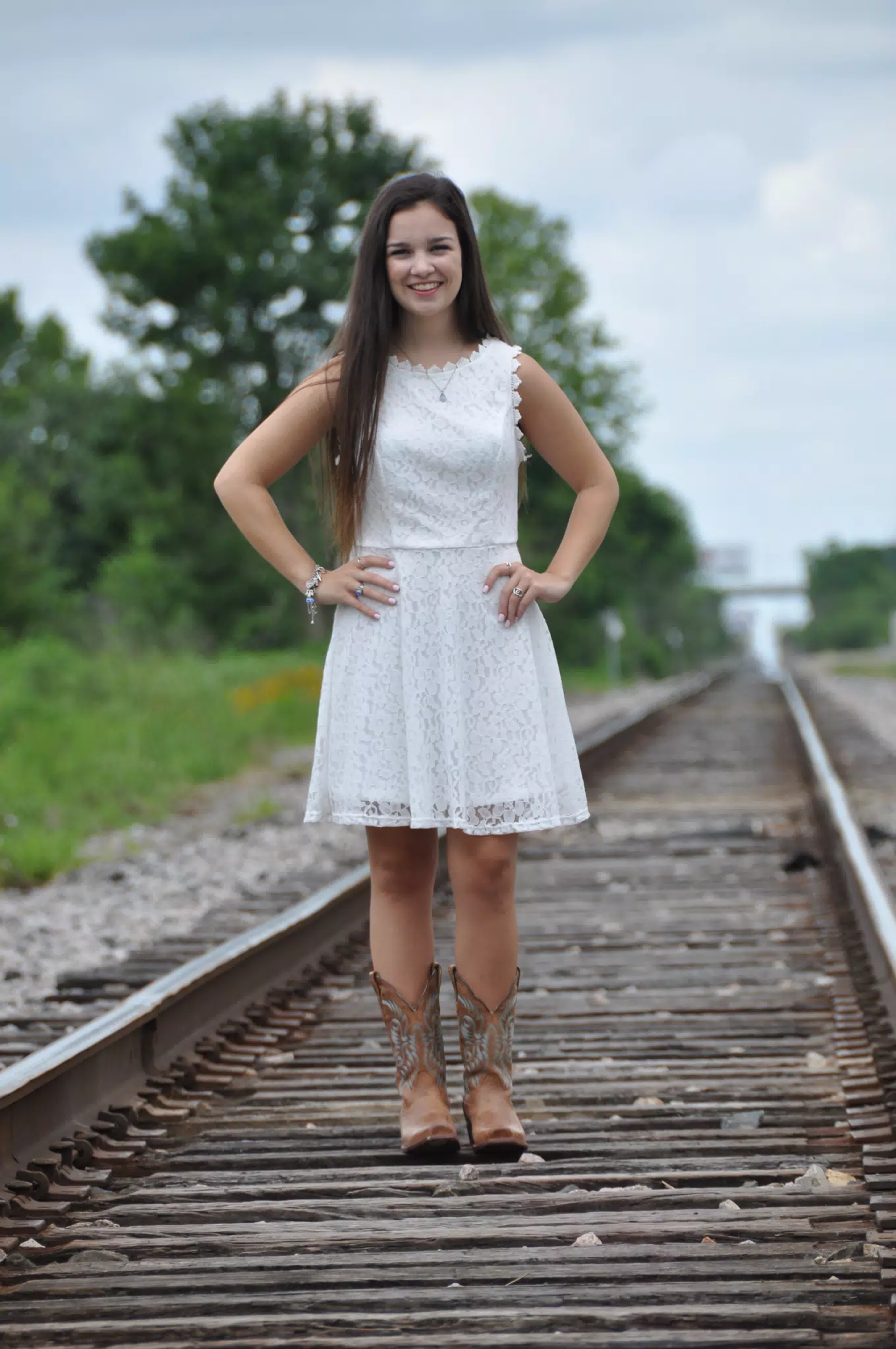Teen Model on Train Tracks